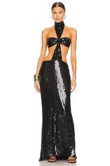 SHINY SEQUINS HALTER MAXI DRESS Sequins Dress Oh CICI 