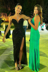 SHINY SEQUINS STRAPLESS TOP SPLIT SKIRTS TOPS & SKIRTS Oh CICI 