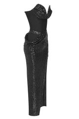 SHINY SEQUINS STRAPLESS TOP SPLIT SKIRTS TOPS & SKIRTS Oh CICI 