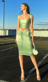 Shirred skirt suit styleofcb 