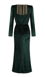 Shoulder pad fringed long gown styleofcb 