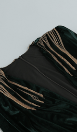 Shoulder pad fringed long gown styleofcb 