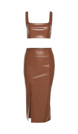 Sling PU vest suit styleofcb BROWN S 