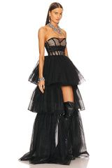 STRAPLESS CORSET TOP TULLE DRESS PAULA GOWN Dresses Oh CICI 