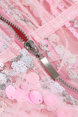 STRAPLESS SEQUINS SHINY GLITTER DRESS IN PINK Sequins Dress styleofcb 