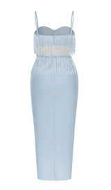 TASSEL BANDAGE MIDI DRESS IN LIGHT BLUE DRESS STYLE OF CB 