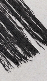 TASSEL HALTER BANDAGE MIDI DRESS IN BALCK DRESS STYLE OF CB 