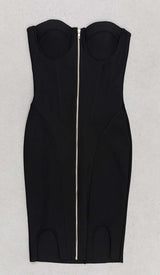 TASSEL HALTER BANDAGE MIDI DRESS IN BALCK DRESS STYLE OF CB 