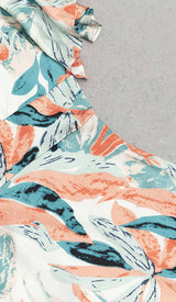 TROPICAL PRINT BUTTERFLY SLEEVE MIDI DRESS IN MULTI COLOR DRESS styleofcbdress 