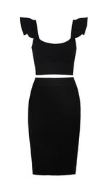 TWO PIECE SET KNIT MINI DRESS IN RED Dresses styleofcb XS BLACK 