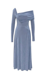 GREY-BLUE OFF SHOULDER MIDI DRESS styleofcb 