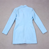 V-NECK BOTTOM JACKET DRESS IN BLUE DRESS styleofcb 