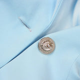 V-NECK BOTTOM JACKET DRESS IN BLUE DRESS styleofcb 