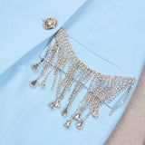 V-NECK BOTTOM JACKET DRESS IN BLUE DRESS styleofcb 