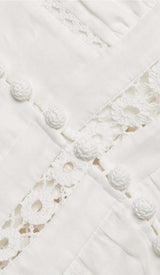 V-NECK BOTTON MIDI DRESS IN WHITE styleofcb 