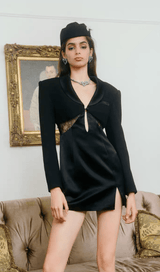 V-neck cutout suit collar dress styleofcb 