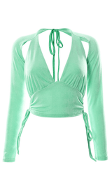 V-neck tie wrap chest cutout top styleofcb 