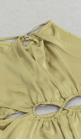 WAIST CUTOUT SATIN MAXI DRESS IN OLIVE DRESS STYLE OF CB 