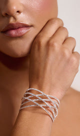 SILVER DIAMANTE LAYERED CUFF BRACELET JEWELLERY styleofcb 
