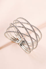 SILVER DIAMANTE LAYERED CUFF BRACELET JEWELLERY styleofcb 