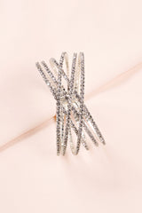 SILVER DIAMANTE LAYERED CUFF BRACELET JEWELLERY styleofcb 