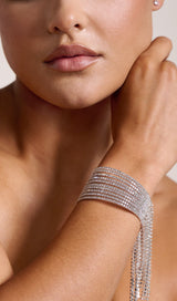 SILVER DIAMANTE TASSEL CUFF BRACELET JEWELLERY styleofcb 