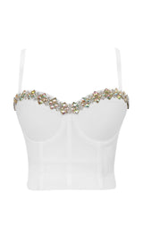 WHITE CRYSTAL CORSET Shirts & Tops styleofcb 34B/75 WHITE 