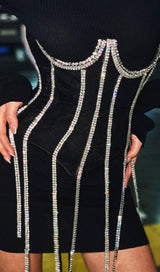 WHITE CRYSTAL TASSELS CORSET Shirts & Tops styleofcb 