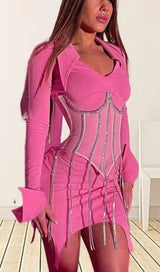 WHITE CRYSTAL TASSELS CORSET Shirts & Tops styleofcb 