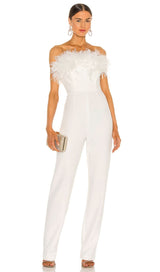 WHITE FEATHER JUMPSUIT styleofcb 