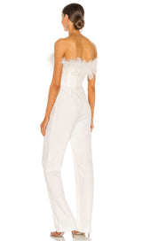 WHITE FEATHER JUMPSUIT styleofcb 