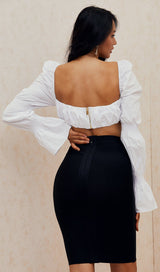 WHITE SHIRRED CORSET TOP