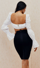 WHITE SHIRRED CORSET TOP