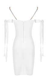 WHITE SHIRRED MIDI SUNDRESS