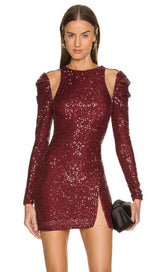 WINE RED SEQUIN BODYCON MINI DRESS Dresses styleofcb 