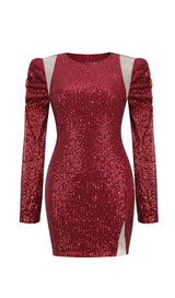 WINE RED SEQUIN BODYCON MINI DRESS Dresses styleofcb 