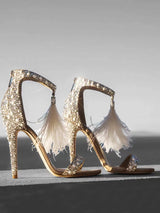 FEATHER PEARL STILETTO HIGH HEELS Shoes styleofcb 