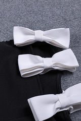 WHITE BOWS HIGH SLIT BANDAGE DRESS Bandage Dresses styleofcb 