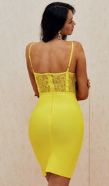 YELLOW SLING BANDAGE DRESS