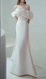 IRREGULAR NECKLINE RIBBON MAXI DRESS IN WHITE styleofcb 