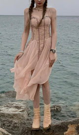 BANDAGE SATIN LACE MIDI DRESS Dresses styleofcb 