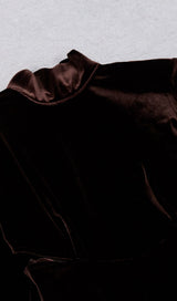 VELVET STRAPPY HOLLOW BACK FISHTAIL DRESS IN COFFEE styleofcb 