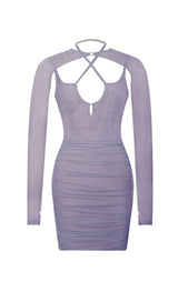 Flora Purple Mesh Long Sleeve Dress Dresses styleofcb 