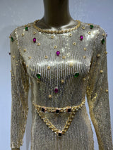 LONG SLEEVES SEQUIN MAXI DRESS IN GOLD styleofcb 