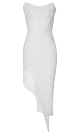 STRAPLESS CORSET MIDI DRESS IN WHITE DRESS styleofcb 