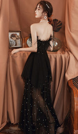 SEXY LACE BACKLESS LONG BEADED FANCY FORMAL GOWNS IN BLACK styleofcb 