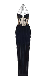 MESH VELVET MAXI DRESS IN BLACK DRESS STYLE OF CB 