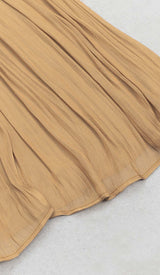 PLEATED STRAPPY MIDI DRESS IN BROWN DRESS STYLE OF CB 