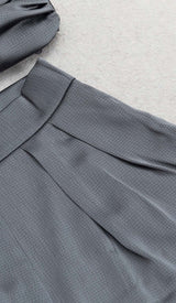 PLUNGE SATIN TWO-PIECE SUIT IN GRAY DRESS STYLE OF CB 