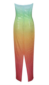 STRAPLESS SEQUIN OMBRE MAXI DRESS IN MULTI-COLOR DRESS styleofcb 